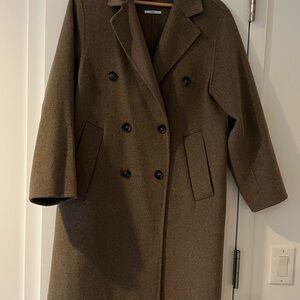 Mango Brown Double-Breasted Pea Coat